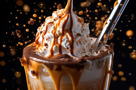 Iced coffee with whipped creamの素材