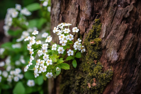 Spring white forest flowers backgroundの素材