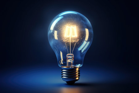 Light bulb on blue backgroundの素材