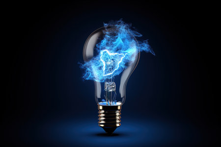 Light bulb on blue backgroundの素材