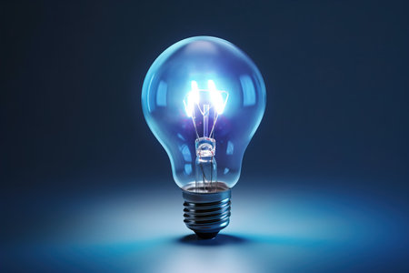 Light bulb on blue backgroundの素材