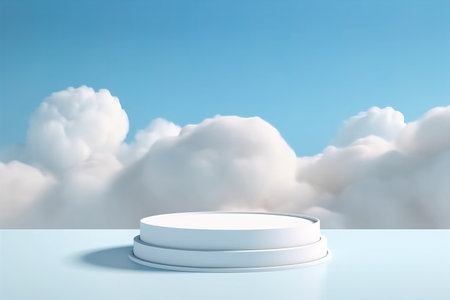 Minimalistic abstract scene background, blue podium for product ad. Flawlessの素材