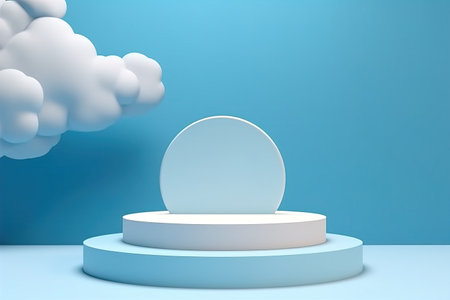 Minimalistic abstract scene background, blue podium for product ad. Flawlessの素材