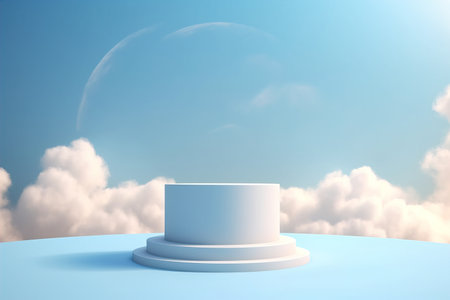 Minimalistic abstract scene background, blue podium for product ad. Flawlessの素材