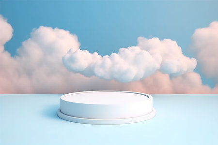 Minimalistic abstract scene background, blue podium for product ad. Flawlessの素材