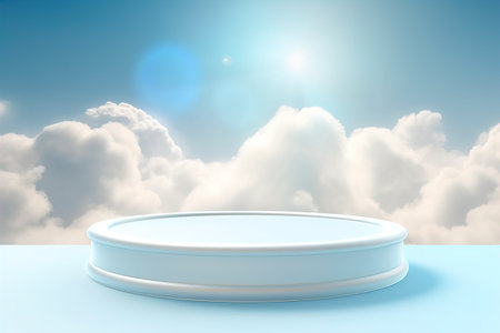 Minimalistic abstract scene background, blue podium for product ad. Flawlessの素材