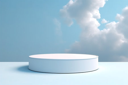 Minimalistic abstract scene background, blue podium for product ad. Flawlessの素材