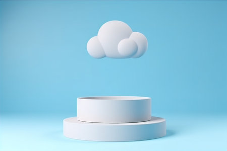 Minimalistic abstract scene background, blue podium for product ad. Flawlessの素材