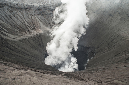 Close-up volcano crater eruptingの写真素材