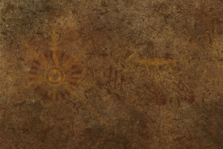 Primitive cave wall art (hominid style)の写真素材