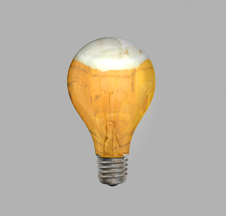 Beer is always a good idea: a lightbulb full of beerの写真素材