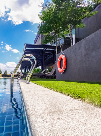 Resort terrace with rooftop poolのeditorial素材