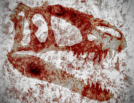 Bloody skull of tyrannosaurの写真素材