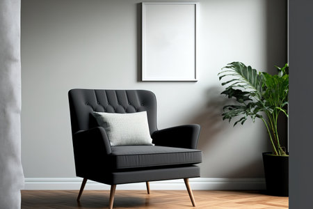 a comfortable armchair in the living room acting as a mock up for a canvas designの素材