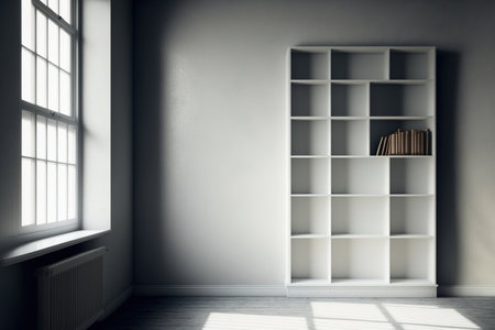 a bookcase in a blank spaceの素材