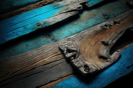 a background of aged wood in blue and brownの素材