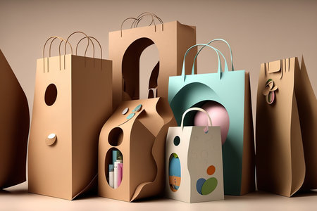 a collection of paper shopping bags withinの素材