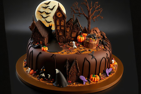 a fondant and chocolate Halloween cakeの素材