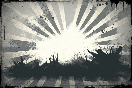 a distressed vintage styled grunge black and grey background with a foggy, paint spattered surfaceの素材