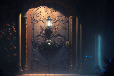 a locked door with a digital backgroundの素材