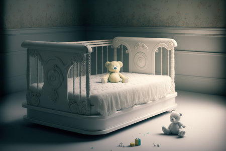 a mattress and a white baby bedの素材