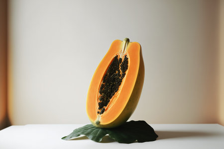 a white backdrop with a papayaの素材