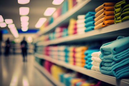 a vague image of a towel on a store shelfの素材
