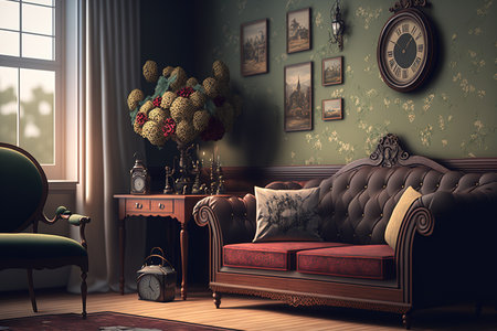a vintage living room with a sofaの素材