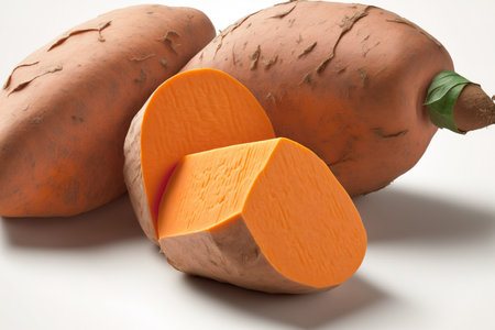 a picture of sweet potatoes on a white backgroundの素材