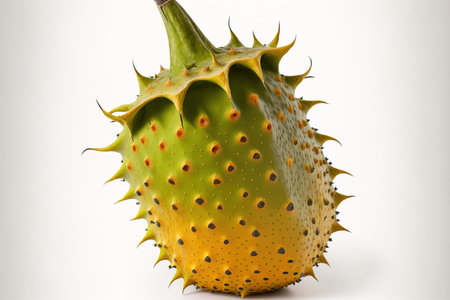 An single horned melon on white backgroundの素材
