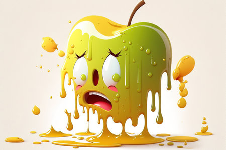 Apple juice spill on a white background, isolatedの素材