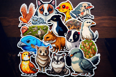 assortment of various animal stickersの素材