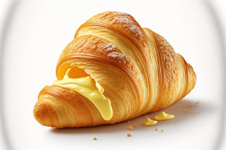 an image of a fresh croissant on whiteの素材