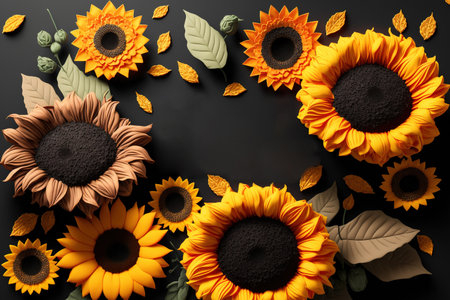 artificial sunflowers with text filled petalsの素材