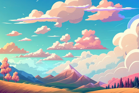 artistic background of a natural landscape with a gradient cloudscapeの素材