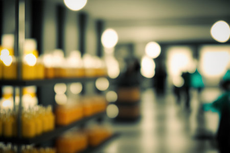 Background of an abstract blurred and out of focus department store interiorの素材