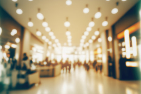 Background of gorgeous luxury shopping center and retail interior in abstract blurの素材