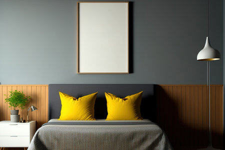 Bedroom Wall Mockup in the Interior,の素材
