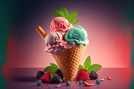 Berry fruit with ice creamの素材