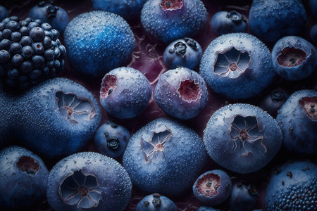 Blueberry background, fresh. Blueberry berries close up textureの素材