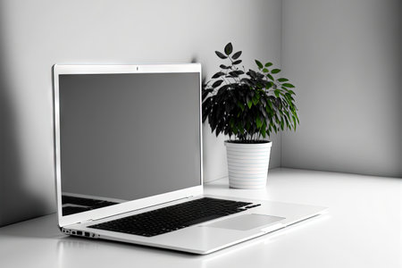 Blank screen laptop isolated backgroundの素材