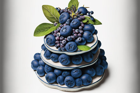 Blueberries stacked and clipped on a white backgroundの素材