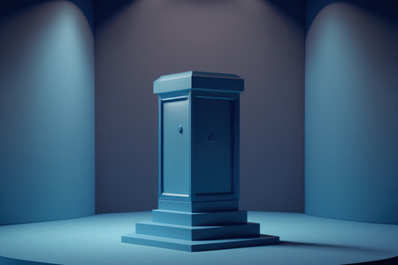 blue toned product background with a showcase podiumの素材