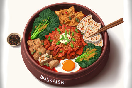 Bossam is a traditional Korean dish that combines kimchi and cooked porkの素材
