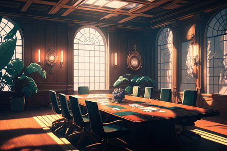 Boardroom idea with a meeting tableの素材