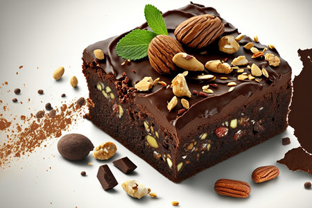 Brownie with chocolate and nutsの素材