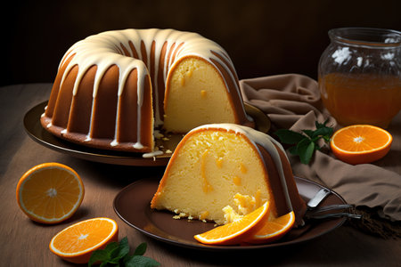 Bundt cake recipe made with orange essence and traditional vanilla pound cakeの素材