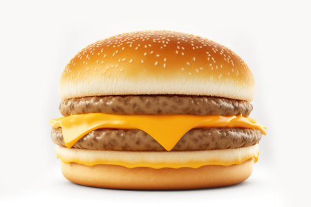 Burger with cheese, isolated on a white backgroundの素材
