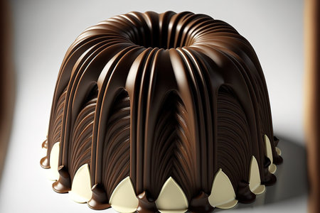 Bundt cake made of vanilla with chocolate icingの素材