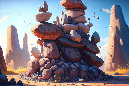 Cartoon style piles of rocks and stonesの素材